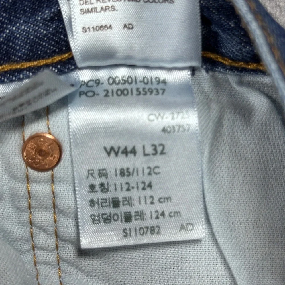 Levis 501 Original Fit Mens Blue Denim Straight Leg Button Fly Jeans 44x32